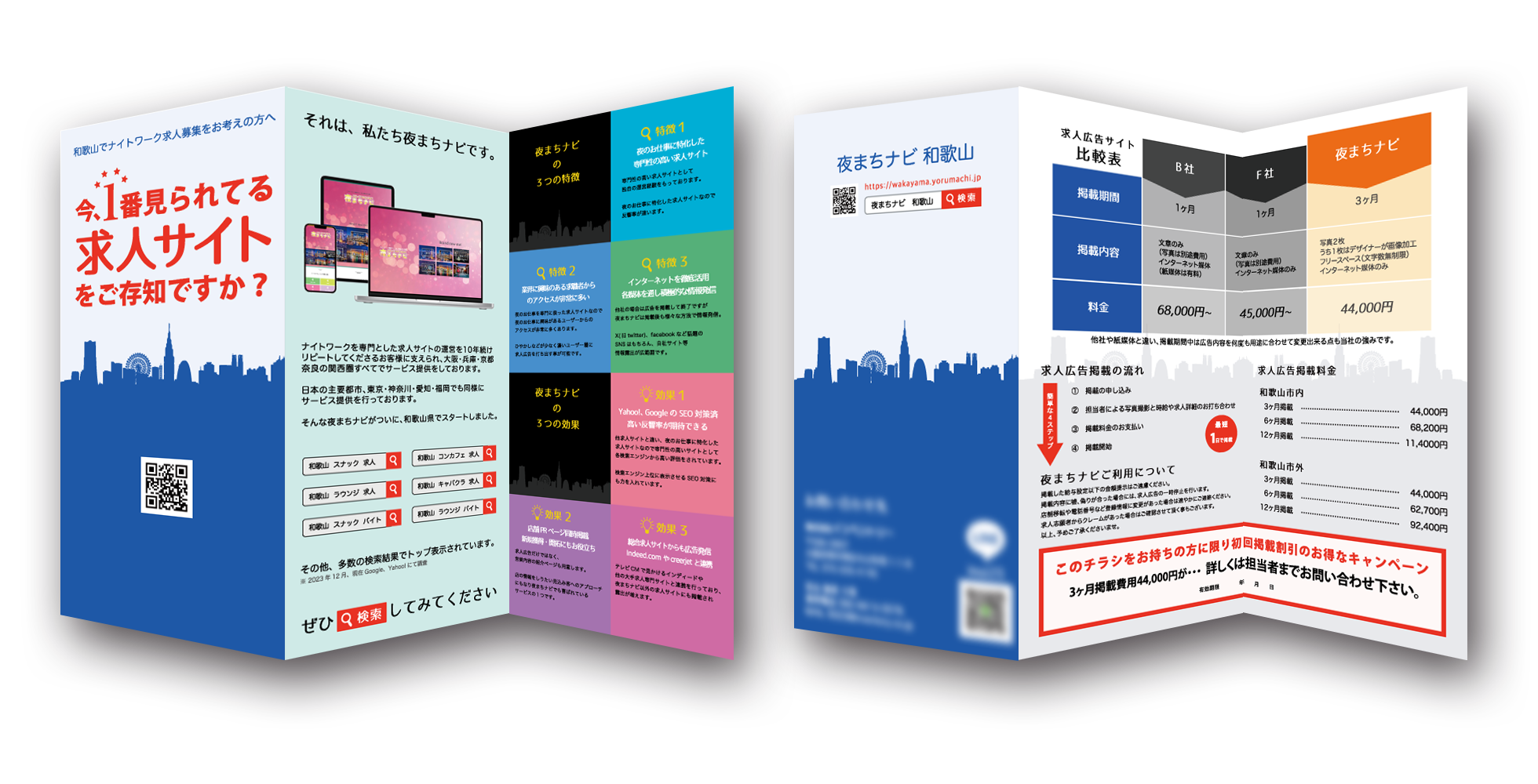 夜まちナビ 和歌山用 3つ折り リーフレット